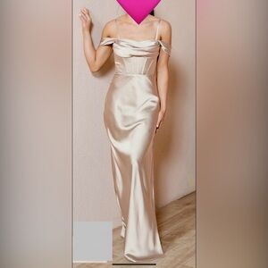 Revelry London Convertible Satin Dress; Size 4, Petite Maxi